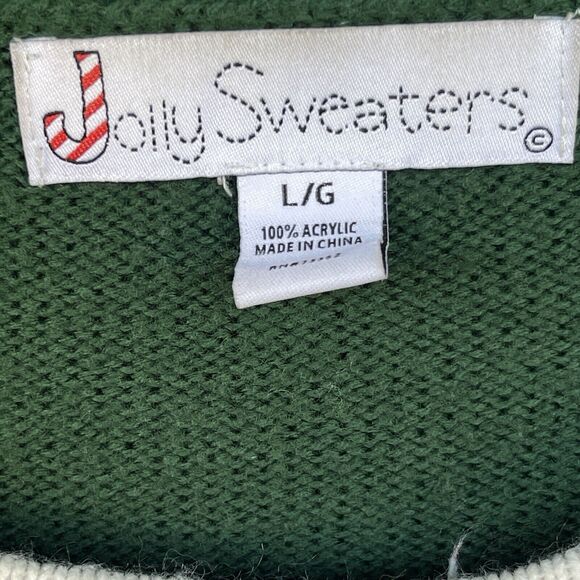 Jolly Sweaters Christmas Sweater Mens Large Ugly Faux Cardigan Festive Holiday - Picture 3 of 10